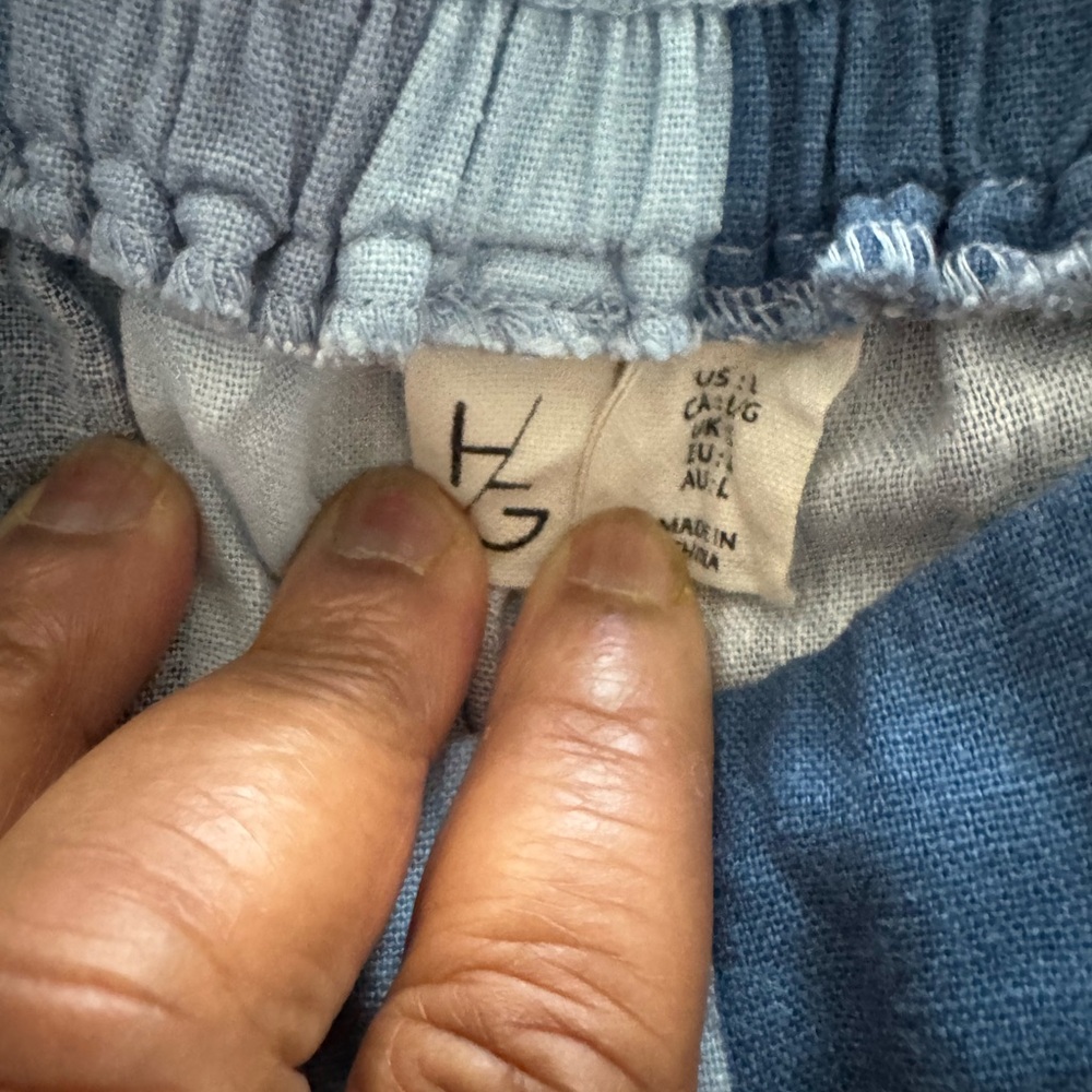 White and Blue Linen Pants
